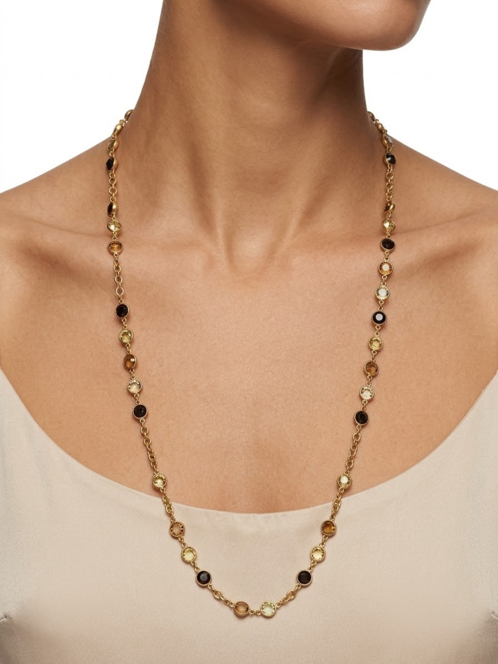 Banana Republic Gold Multi-Stone Long Necklace